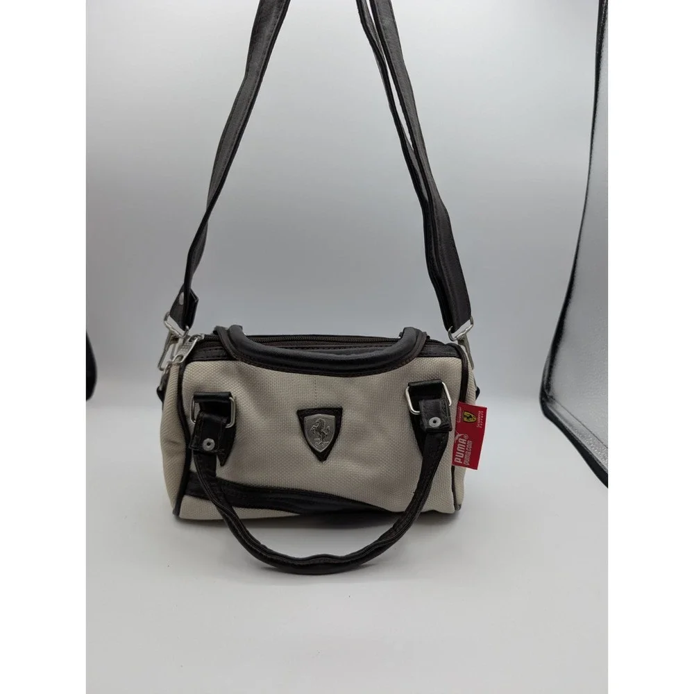 PUMA x Ferrari Handbag Crossbody Purse Y2K F1 Racing Motorsport Cream Brown
